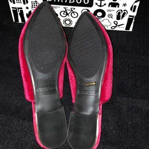 BAMBOO Shoes - Tibetan Red Velvet Embellished Loafer Slippers BAMBOO Shoes - Tibetan Red Velvet Embellished Loafer Slippers